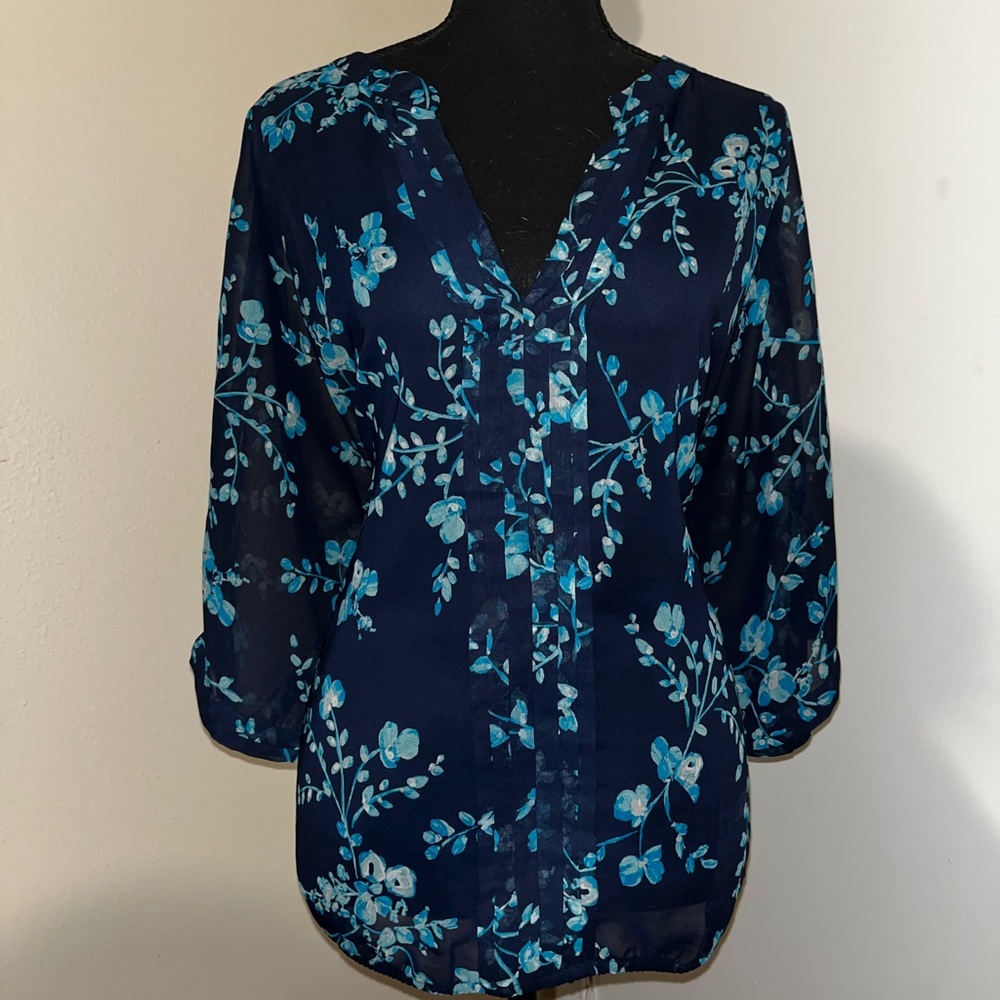 GAP Black and blue Floral Blouse